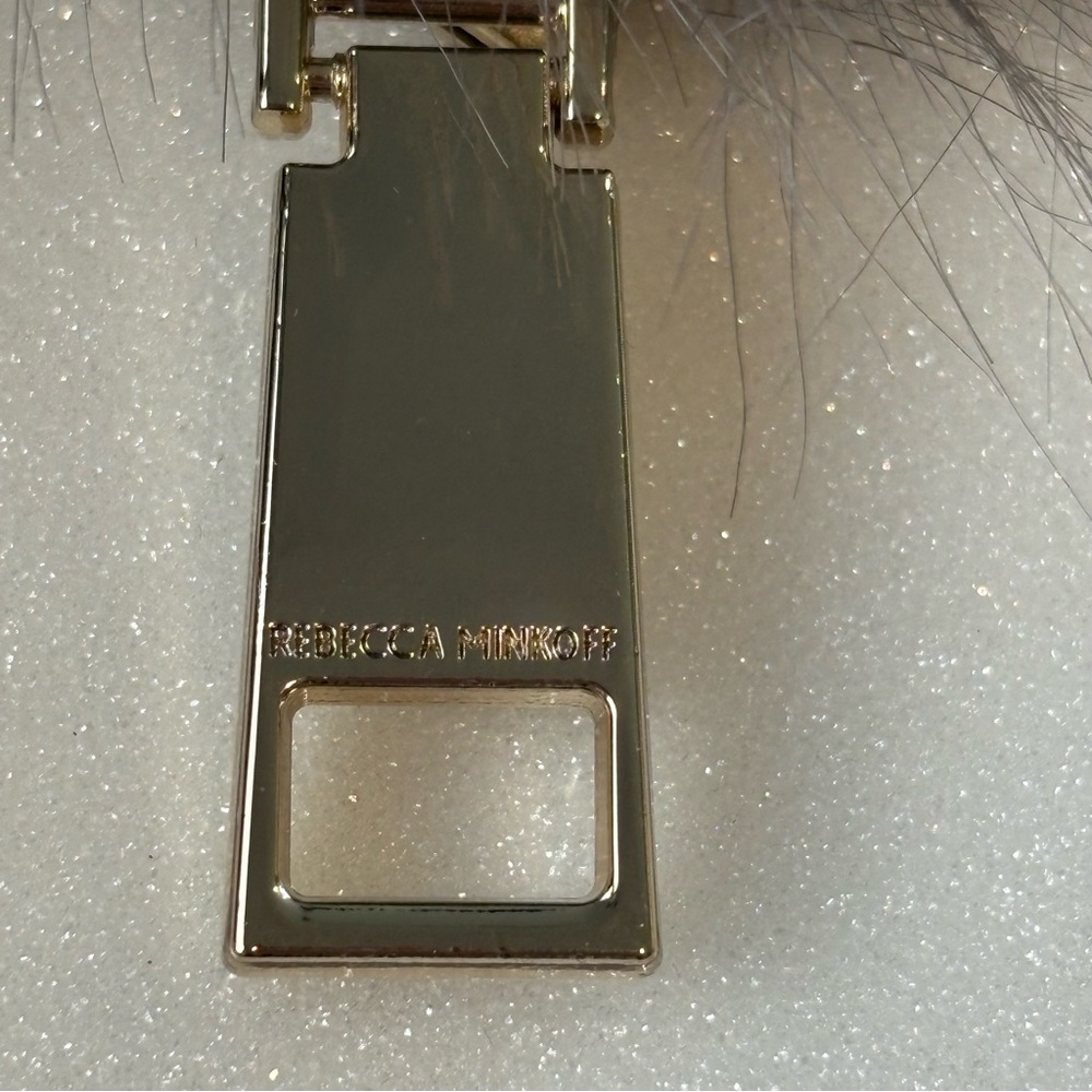 Rebecca Minkoff Gray Collar Faux Fur Jacket Gold Zip Cropped At Waist Silk Inner - Picture 7 of 15